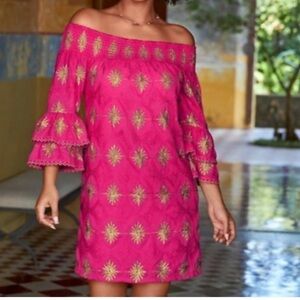 Boston Proper Metallic Detail Off The Shoulder Dress XS